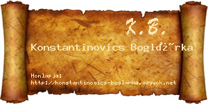 Konstantinovics Boglárka névjegykártya